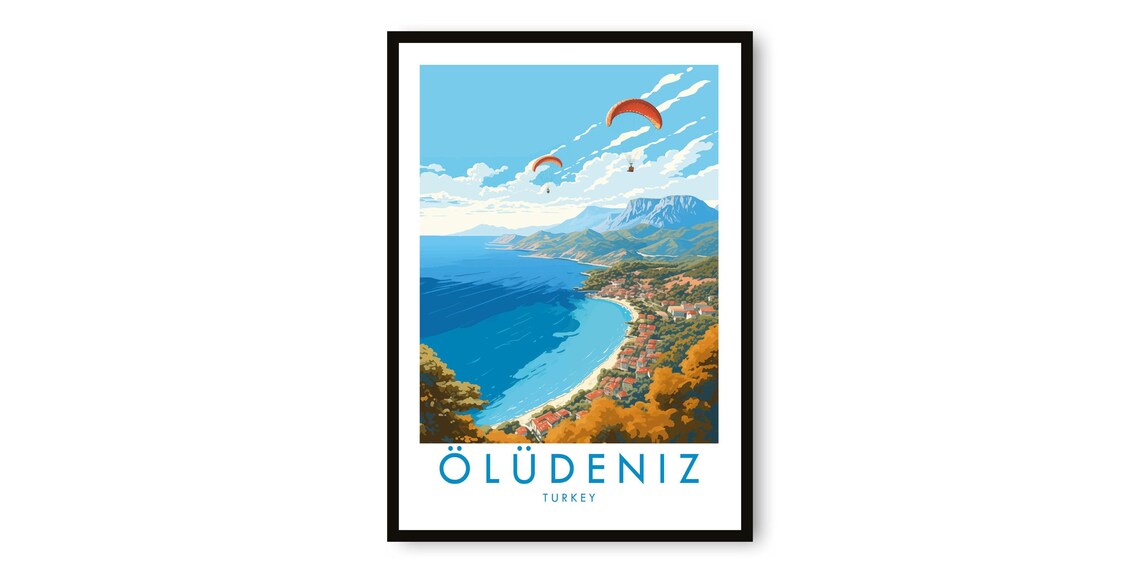 Oludeniz Turkey Travel Poster, Fine Art Print