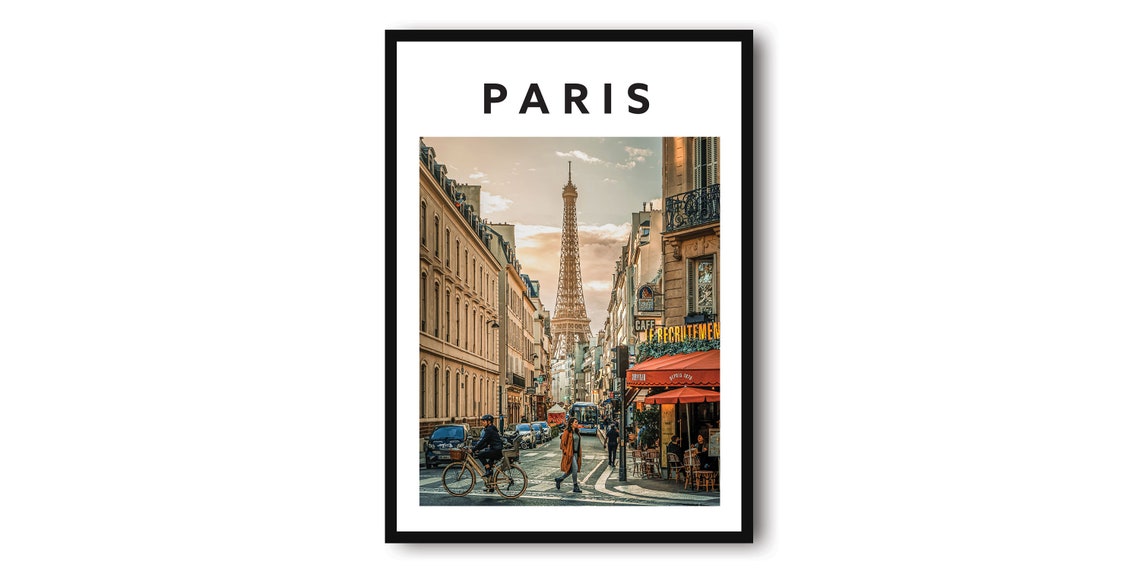 Paris Eiffel Tower Charming Street View Minimalist Travel Print