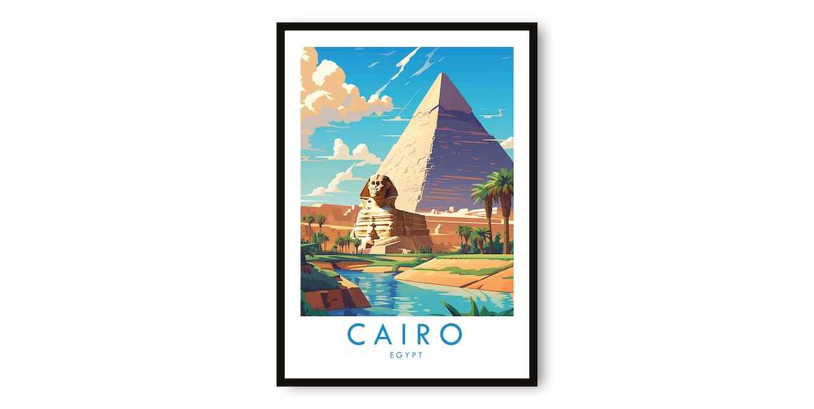 Cairo Travel Poster, Egypt Decor Art Print