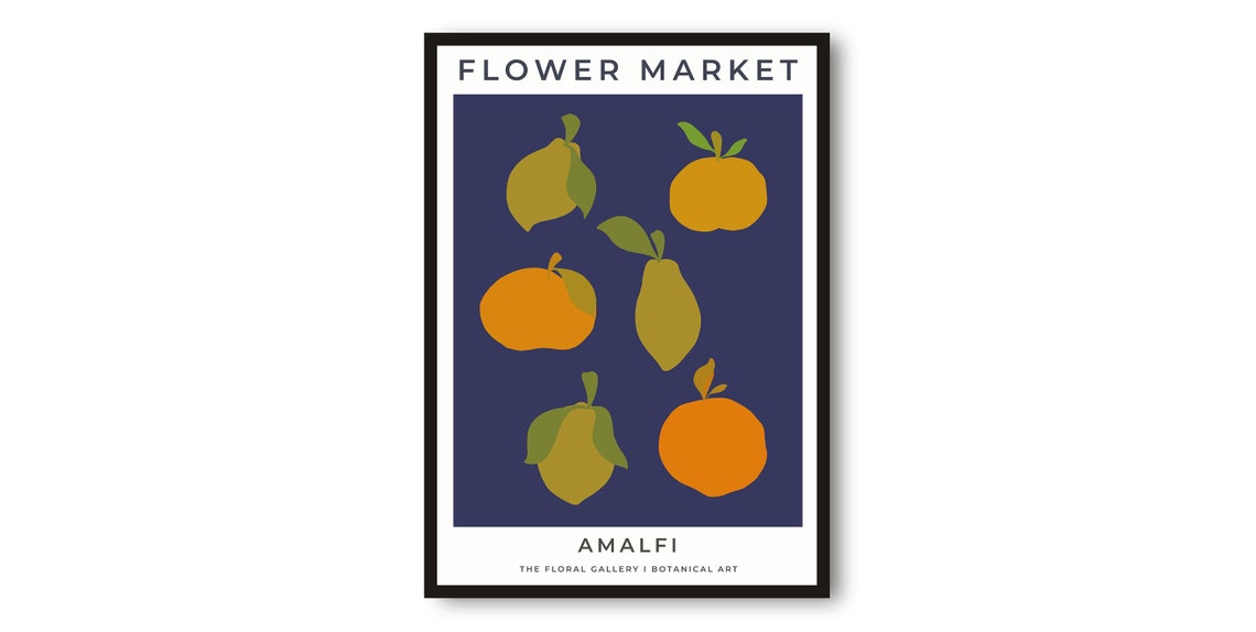 Amalfi Flower Market Citrus Fruits Bold Graphic Botanical Art Print