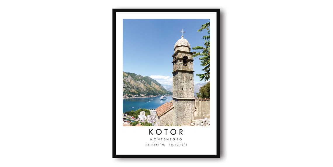 Kotor Montenegro Travel Poster, Unique Home Wall Art