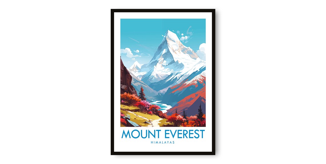 Mount Everest Himalayas Snow Peak Autumn Colors Travel Poster