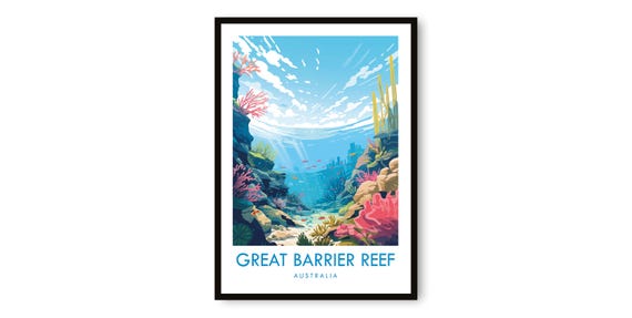 Great Barrier Reef Travel Print Poster Australia Decor Popular Birthday Gift A1a2a3a4