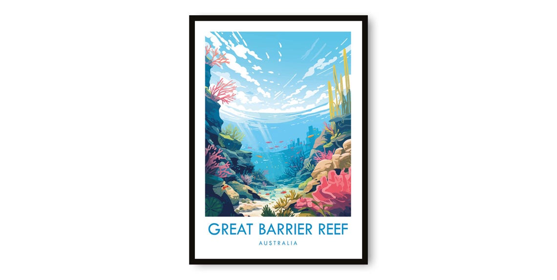 Great Barrier Reef Travel Print Poster Australia Decor Popular Birthday Gift A1a2a3a4