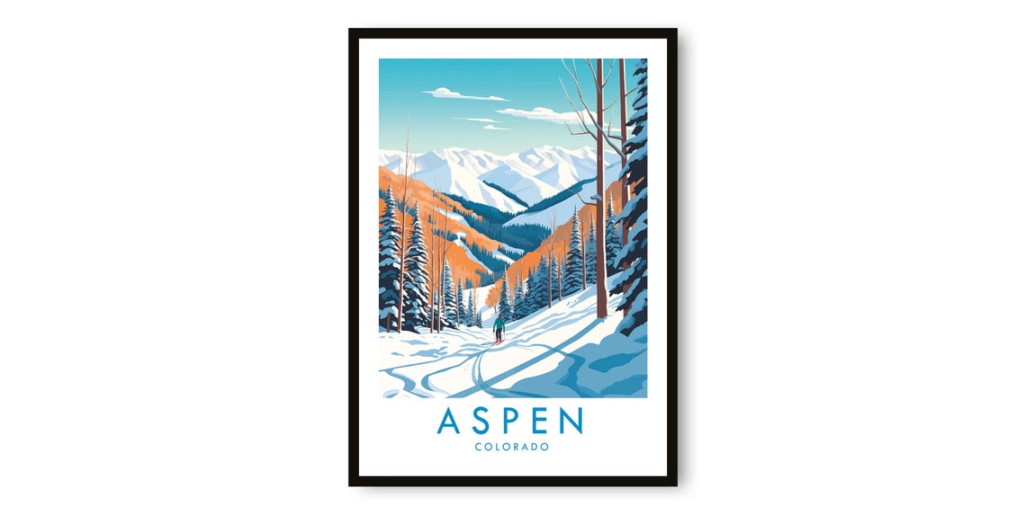 Aspen Travel Print Poster Colorado Decor Popular Skiing Birthday Gift A1a2a3a4a5