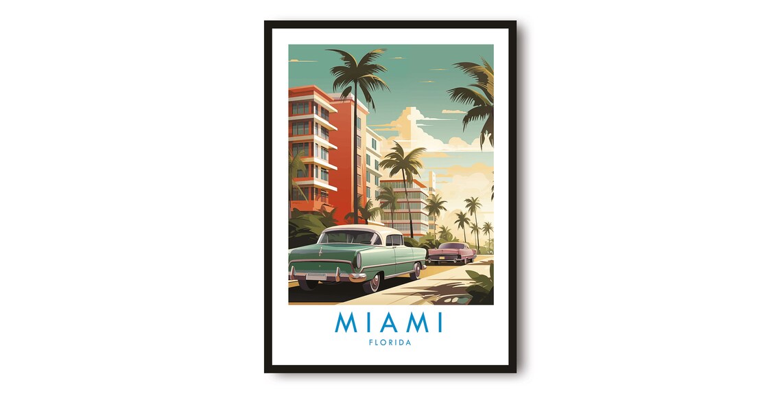 Miami Vintage Florida Travel Poster Art Print