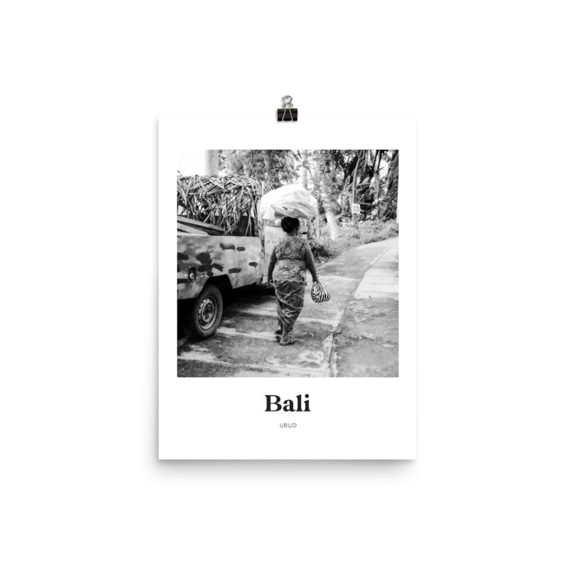 Bali Ubud Black and White Balinese Woman Street Photo Poster - Image 2