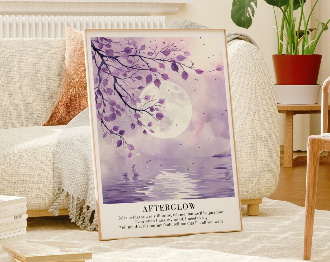Afterglow Taylor Swift Lover Watercolor Lavender Moon Lake Art Print