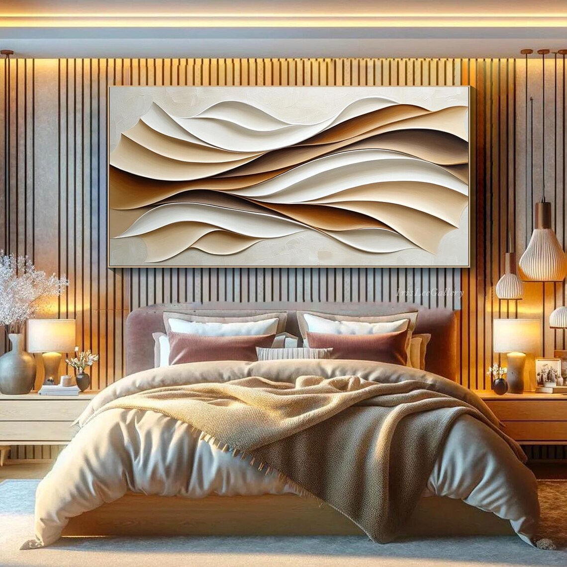 Wabi Sabi Abstract Wave Wall Art Print, Neutral Tones - Image 4