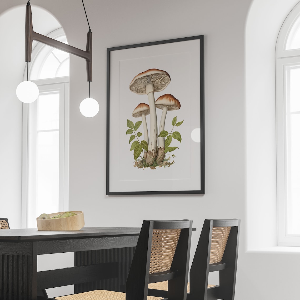 Button and Portobello Mushroom Botanical Guide Art Print - Image 3