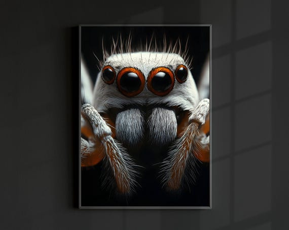 Spider Photo Poster Insect Bug Wall Art Minimal Modern Home Decoration Portrait Close Up Macro Creepy Scary Web Eyes Poison