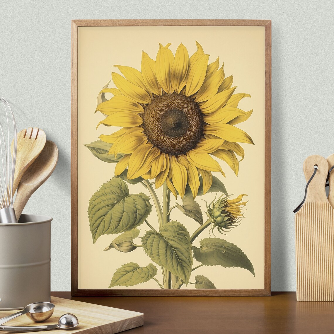 Vintage Sunflower Botanical Wall Art Print - Image 3