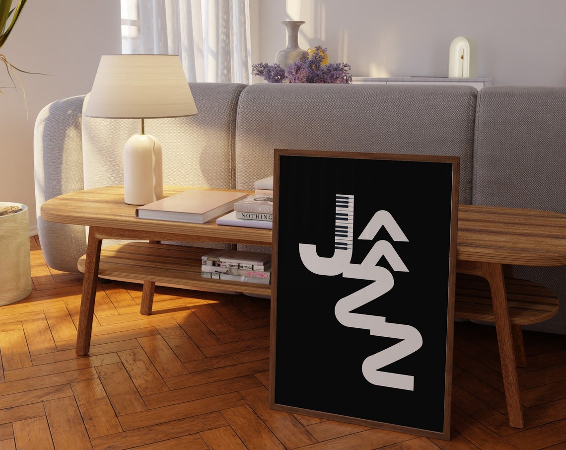 Black And White Jazz Typography Music Decor Minimalist Poster