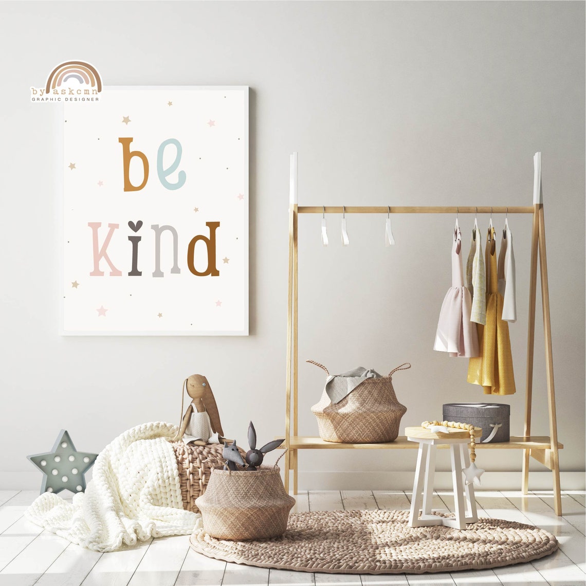Be Kind Boho Nursery Print Rainbow Poster Living Room Art Print Baby Room Poster Birthday Gift Poster Nursery Print Art - Image 5