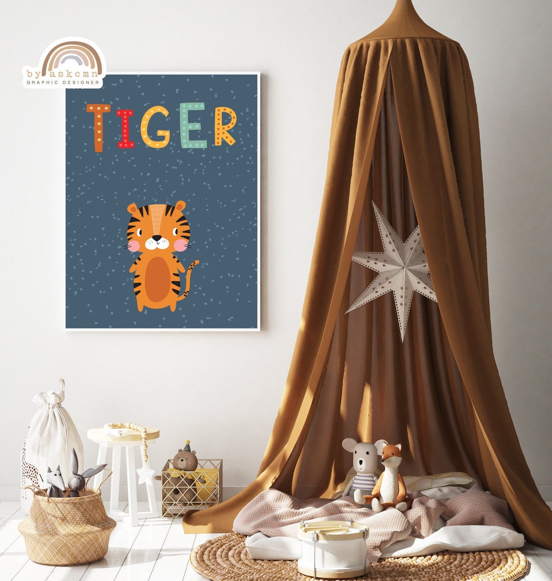 Tiger Baby Room Poster Christmas Gift Nursery Art Poster Baby Room Poster Birthday Gift Kids Room Poster Baby Room Wall Art - Image 3