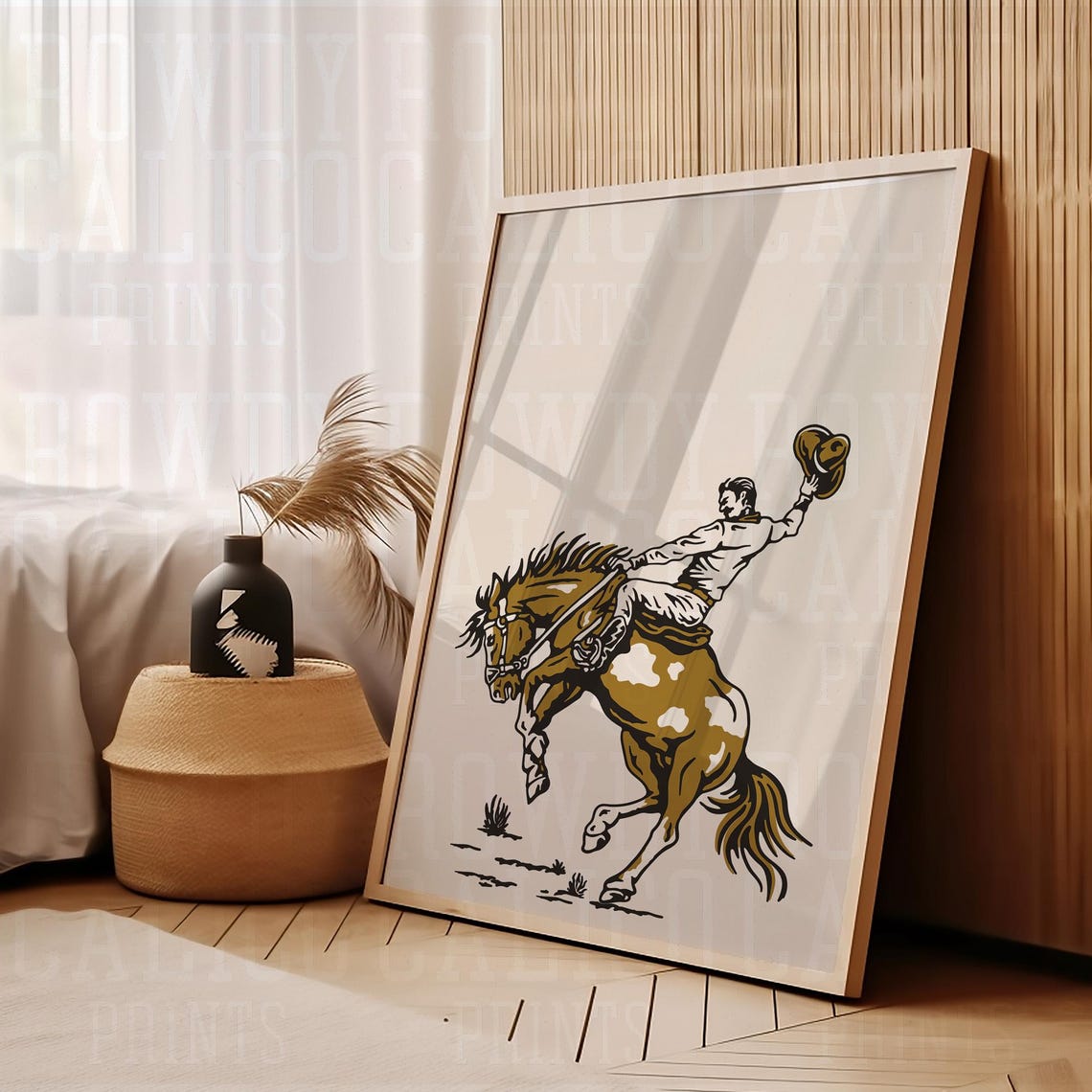 Vintage Rodeo Bronco Rider Waving Hat Classic Western Poster - Image 2