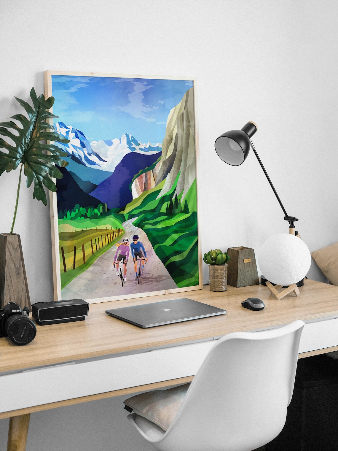 Cycling Couple in Alpine Valley Art Print - Image 4