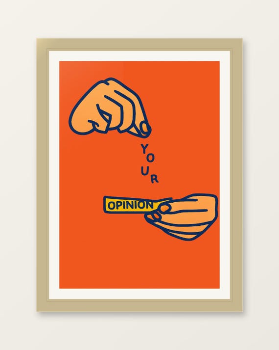 Minimalist Line Art Your Opinion Print Funny Modern Office Decor