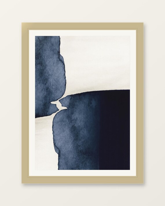 Abstract Blue Watercolor Art Print Modern Navy Minimalist Wall Decor A1 A2 A3 A4