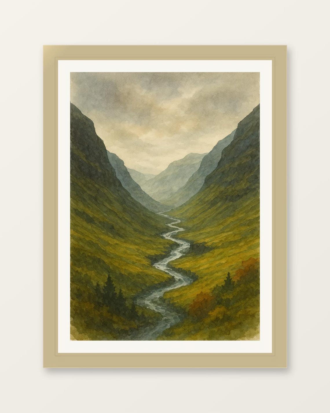 Faroe Islands Valley Poster Dramatic River Wall Art