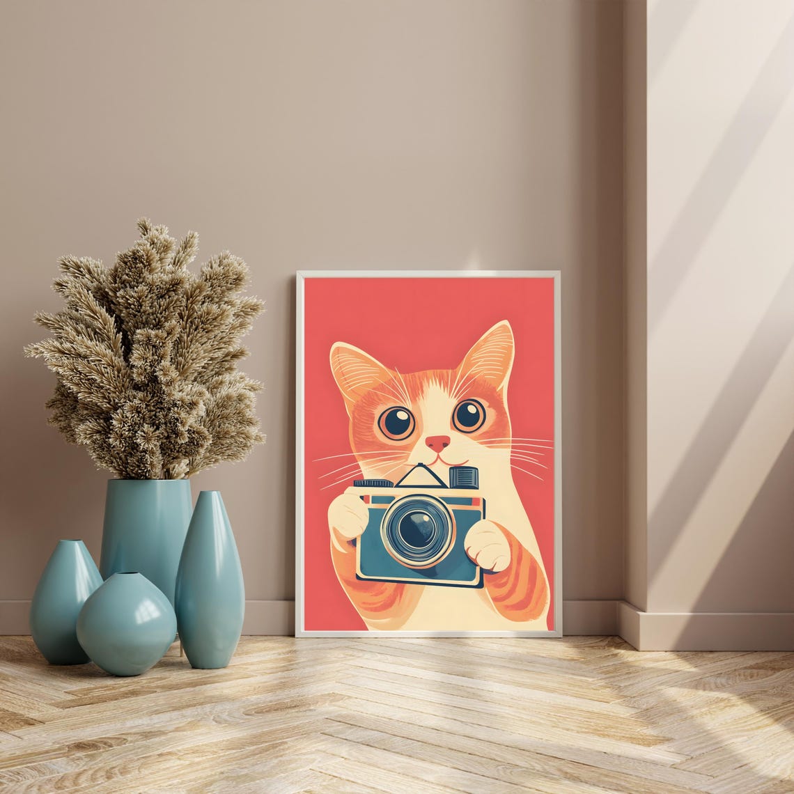 Cat With Retro Camera Orange Tabby Cute Funny Animal Nursery Poster - Image 8