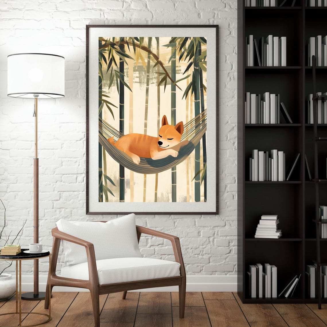 Peaceful Shiba Inu Napping in a Hammock in the Bamboo Forest Poster - Image 4