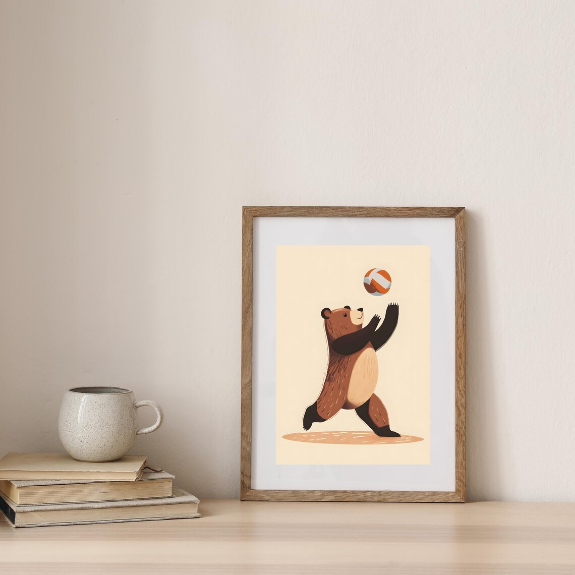 Playful Brown Bear Reaching for a Colorful Beach Ball Poster - Image 7