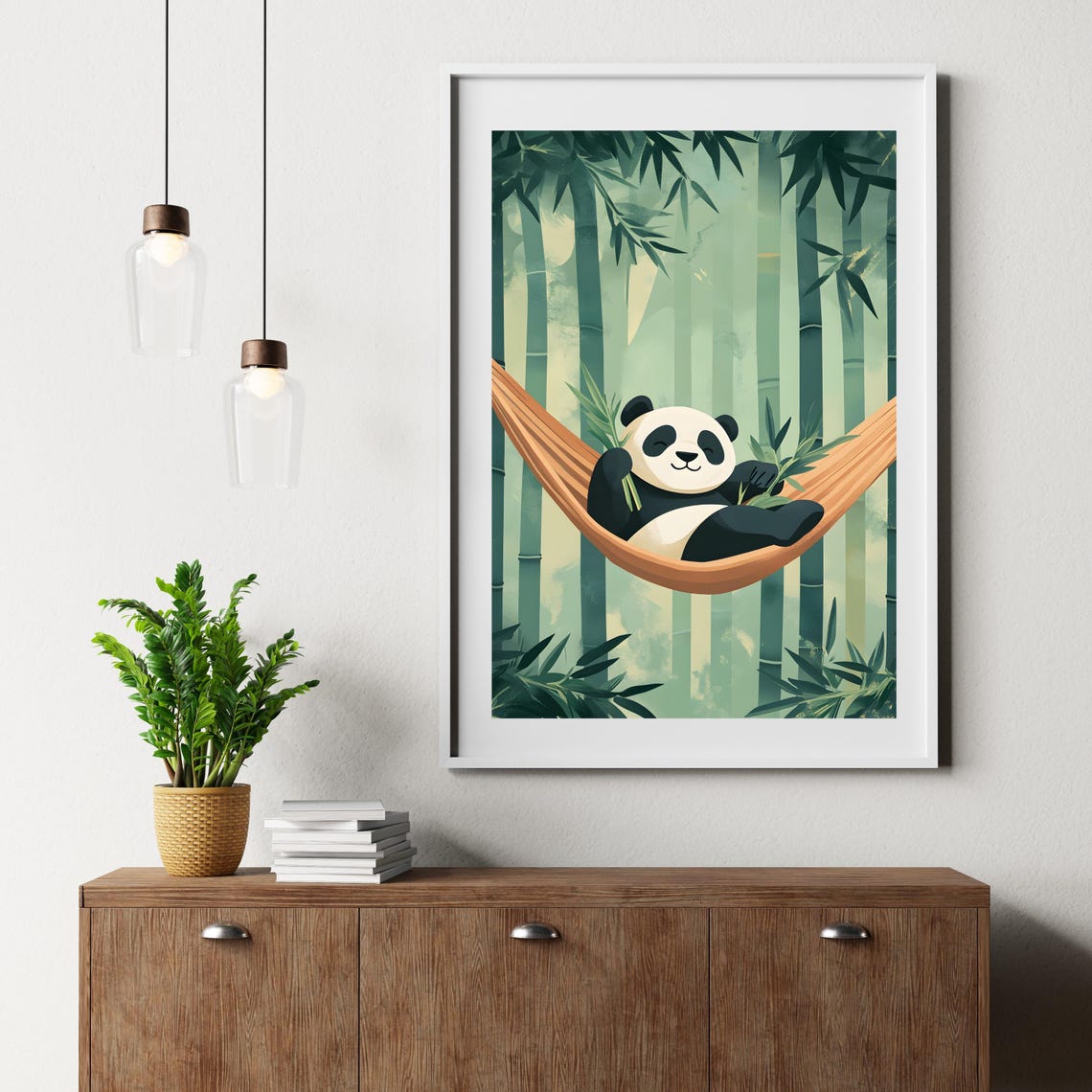 Smiling Panda Relaxing in an Orange Hammock in Bamboo Forest Poster - Image 6