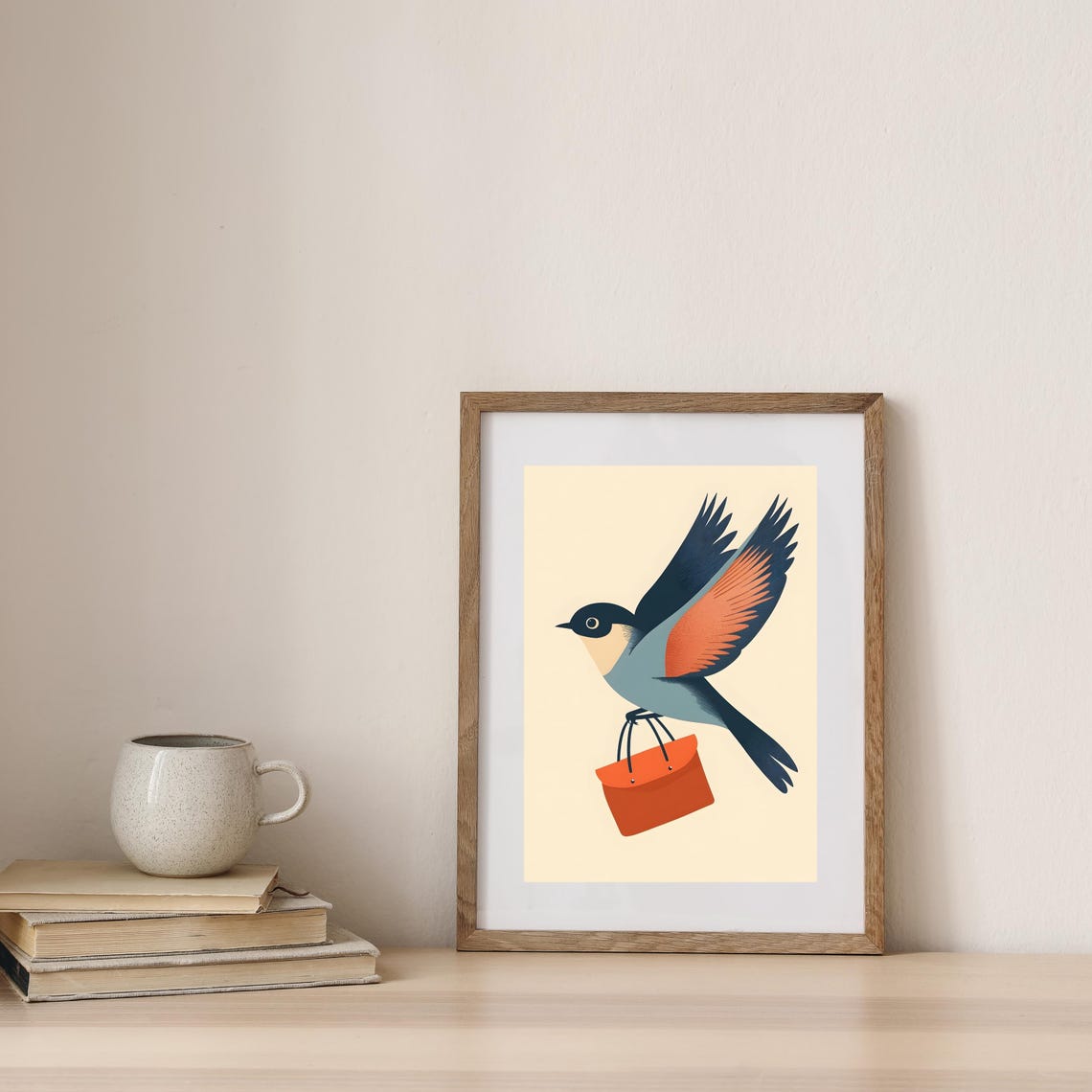 Stylized Bird in Flight Carrying an Orange Leather Satchel Poster - Image 5
