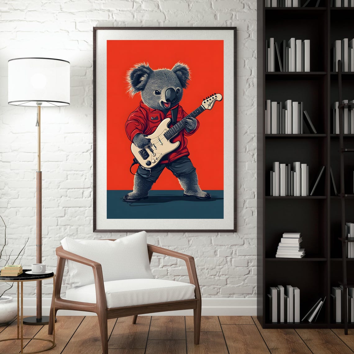 Rocking Koala Playing an Electric Guitar on a Red Stage Poster - Image 7