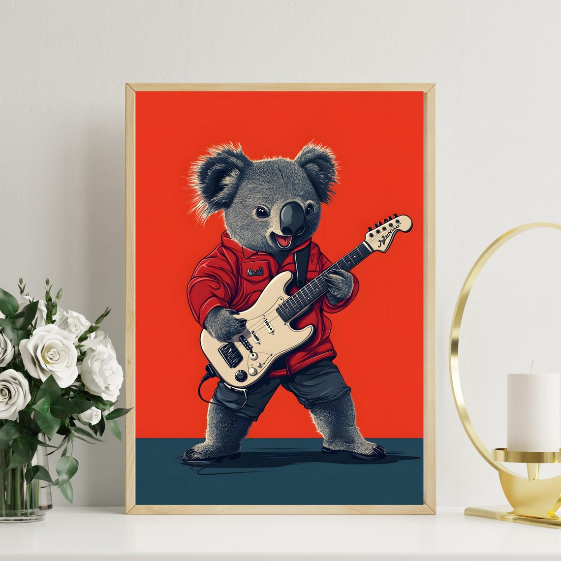 Rocking Koala Playing an Electric Guitar on a Red Stage Poster - Image 4