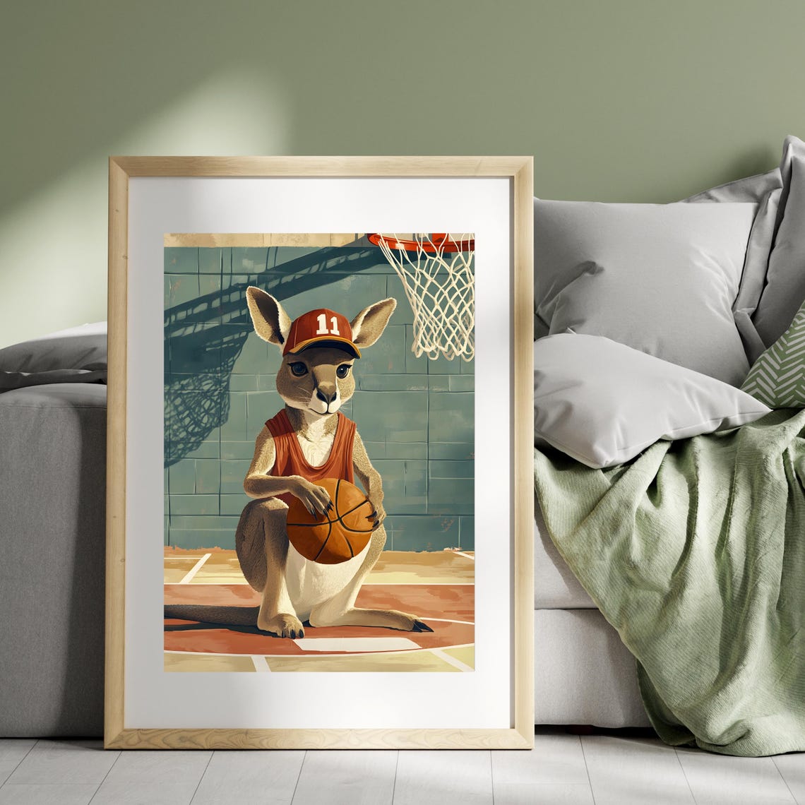 Basketball Kangaroo Poster Kangaroo Basketball Art Sports Animal Wall Art Cute Kangaroo Wall Art Fun Sports Poster Animal Athlete - Image 6