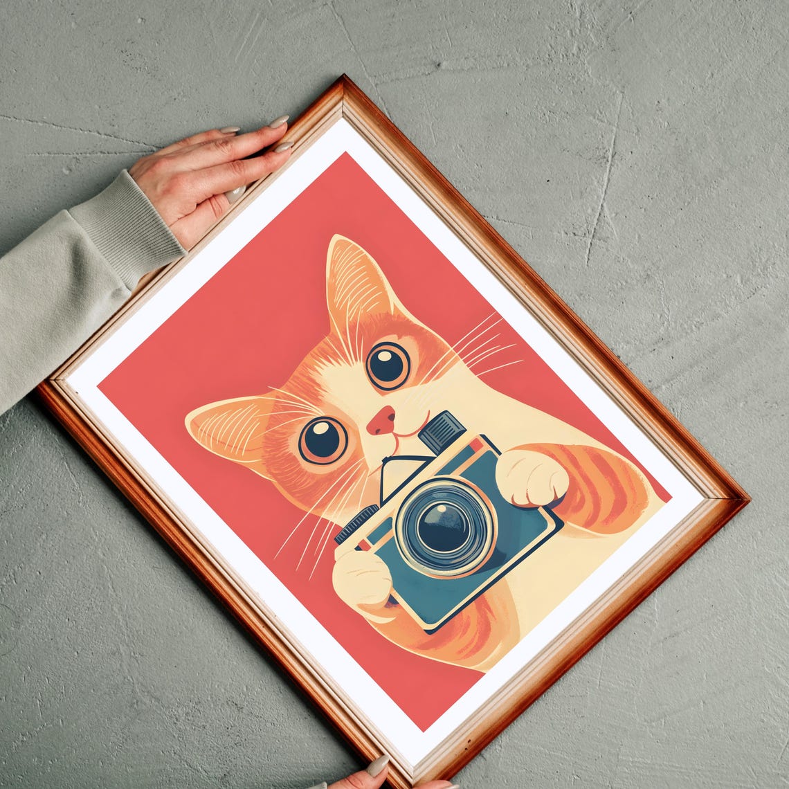 Cat With Retro Camera Orange Tabby Cute Funny Animal Nursery Poster - Image 6