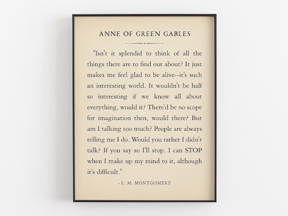 Anne Of Green Gables Isn’t It Splendid Vintage Quote Art Print