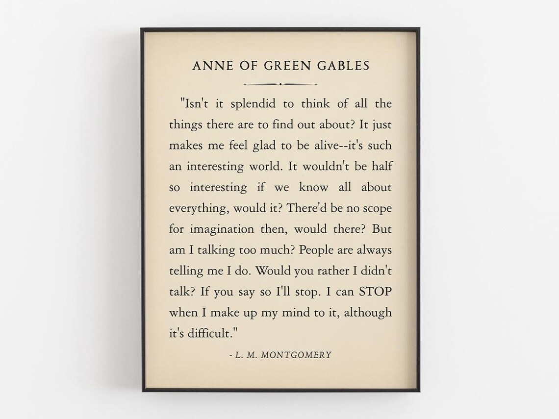 Anne Of Green Gables Isn’t It Splendid Vintage Quote Art Print