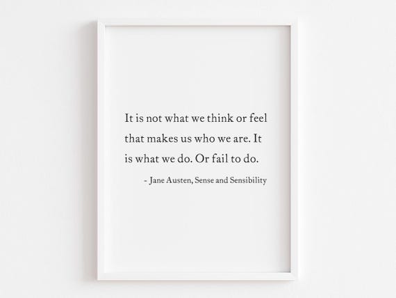 Sense And Sensibility, Jane Austen Typography Decor