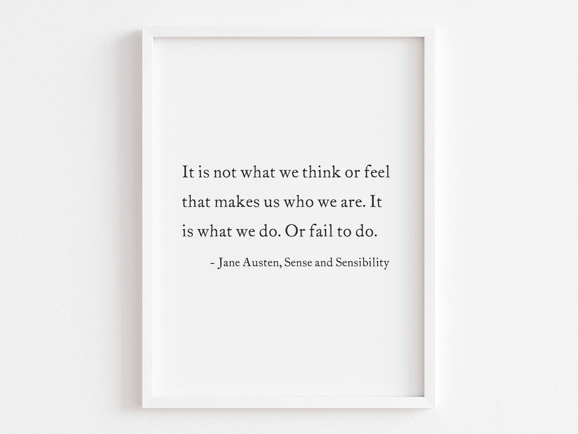 Sense And Sensibility, Jane Austen Typography Decor