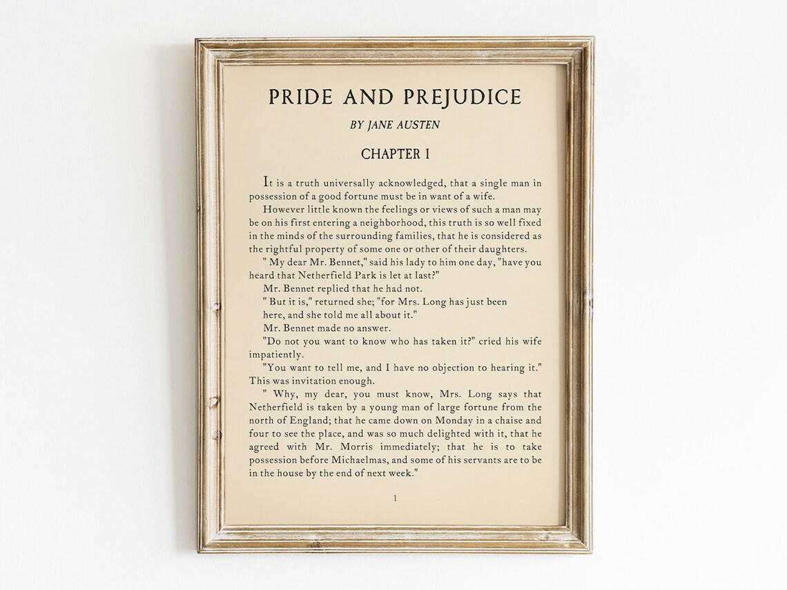 Pride & Prejudice Vintage First Page Art Print