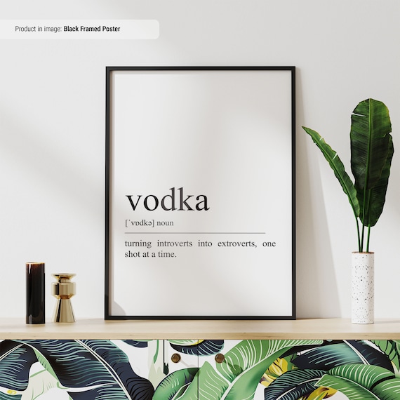 Vodka Definition Funny Dictionary Art Bar Cart Quote Wall Poster