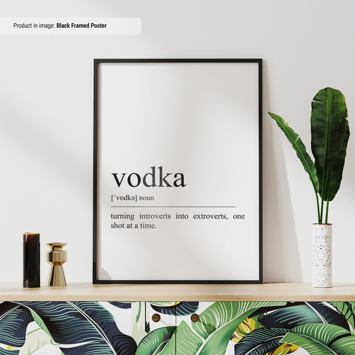 Vodka Definition Funny Dictionary Art Bar Cart Quote Wall Poster