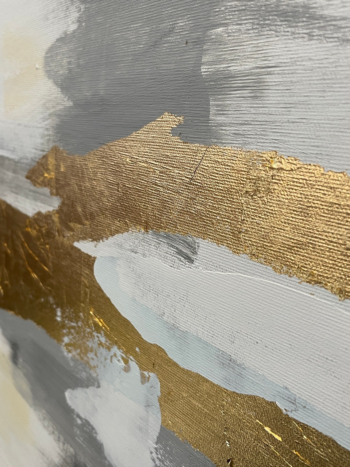 Gold Brush Stroke Minimalist Horizontal Abstract Artwork Poster - Image 2