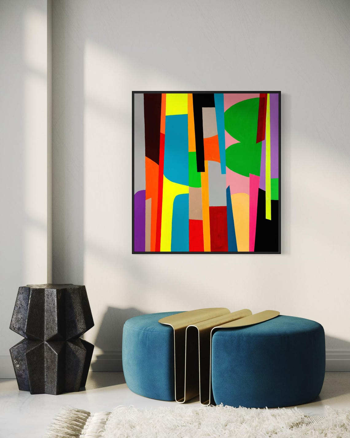 Urban Symphony Bold Vertical Color Block Geometric Art Poster - Image 3