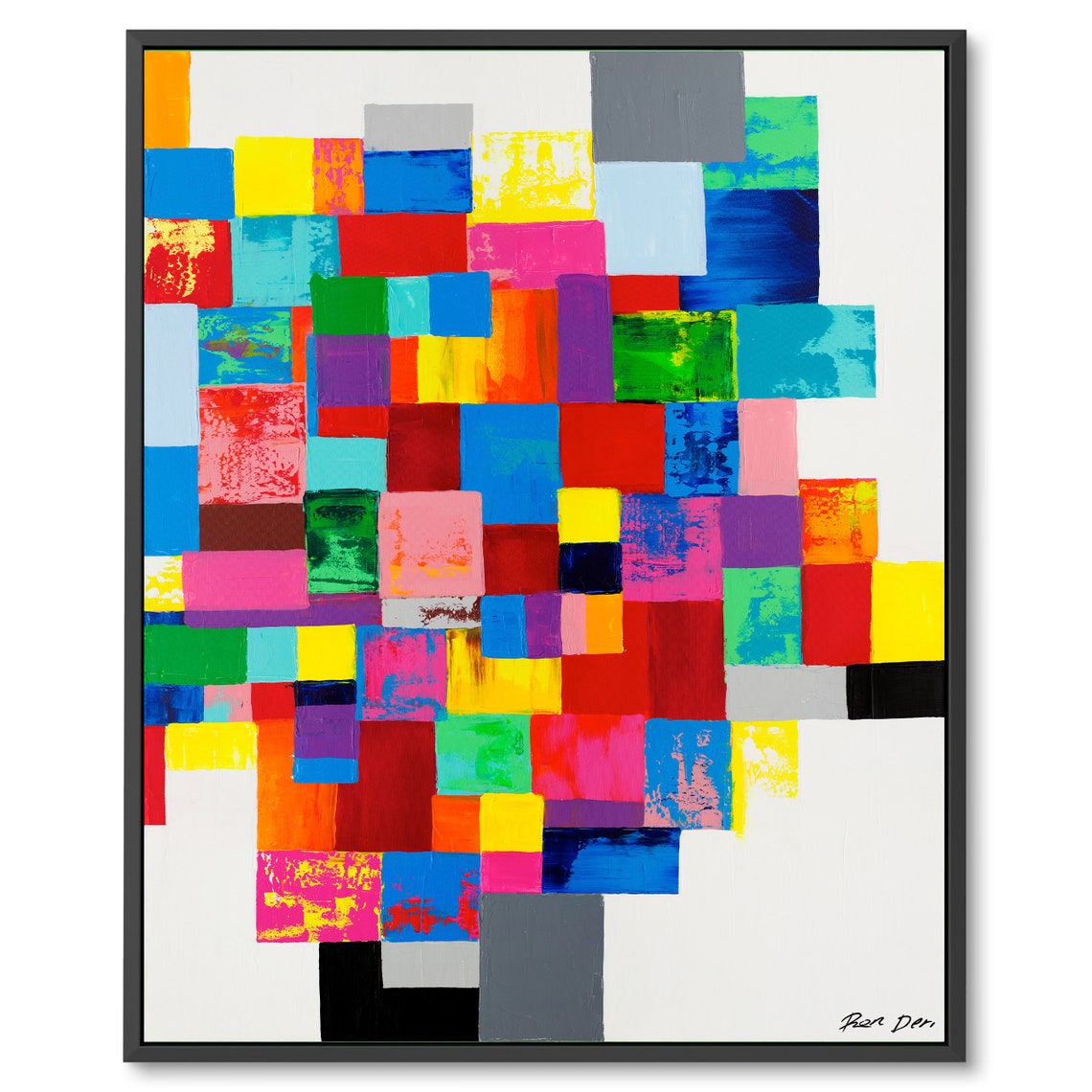 Colorful Mosaic Squares Joyful Geometric Modern Abstract Wall Art - Image 4