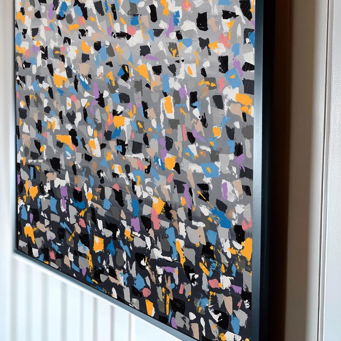 Charcoal Gradient Confetti Mosaic Poster Modern Black to White Art - Image 4