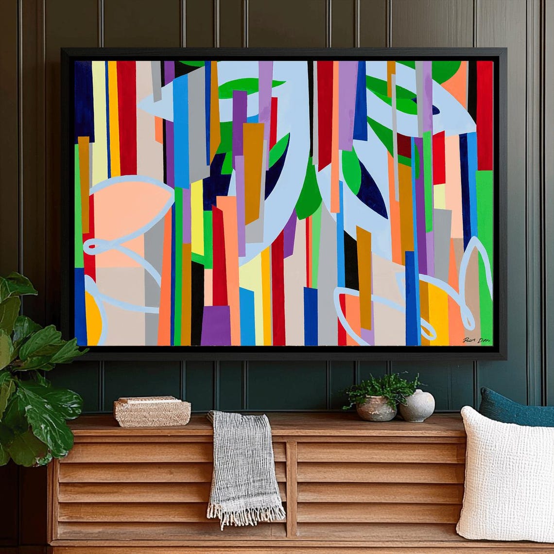Rainbow Vertical Stripe Abstract Poster Bold Multicolor Pop Lines - Image 3