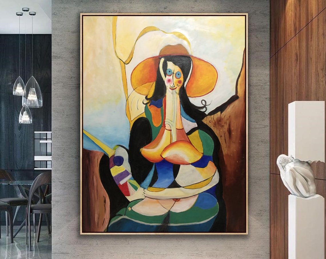 Abstract Painting Naked Woman Painting Abstract Nude Woman Woman Painting Nude Art Nude Female Cubism Acrylic Woman Wall Art - Image 4