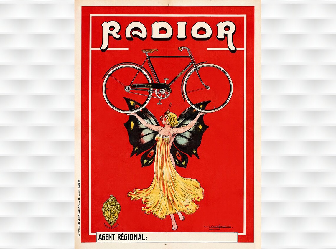 Radior Fairy Butterfly Wings Bicycle French Vintage Ad Poster