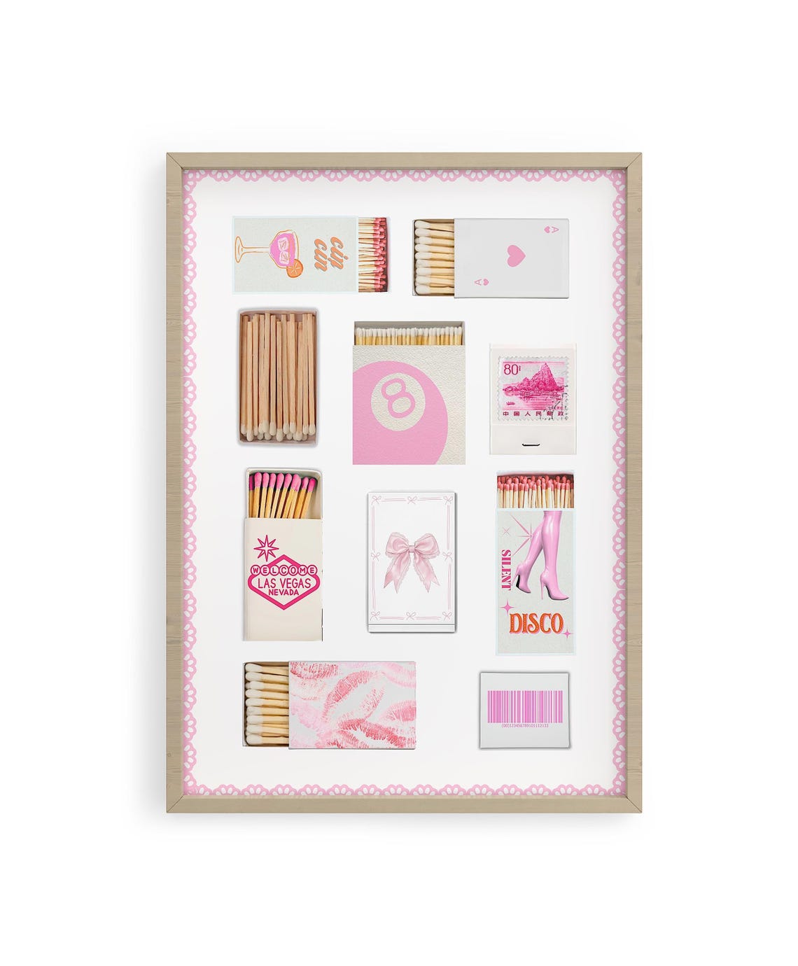 Pink Matchbox Collage Lace Border Coquette Trendy Aesthetic Poster - Image 5