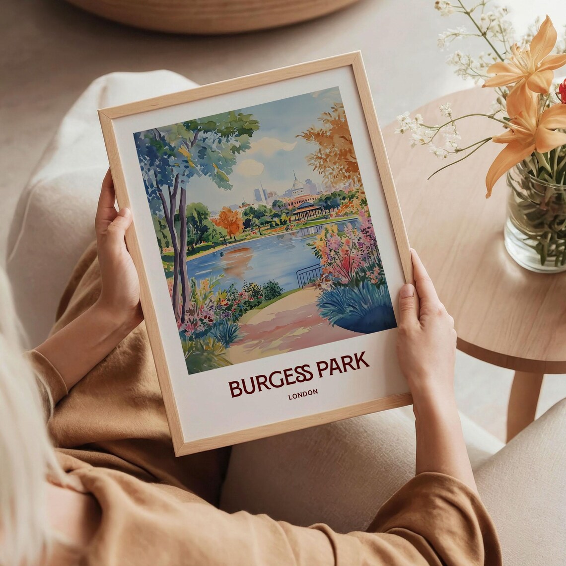 Burgess Park London Pond Gardens Watercolor Urban Oasis Travel Poster - Image 5