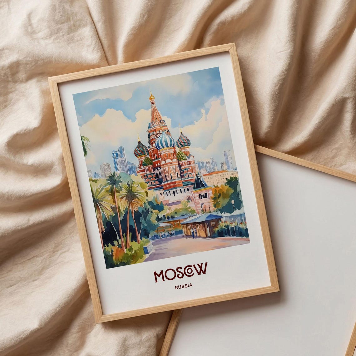 Moscow Russia Watercolor Saint Basils Cathedral Domes Poster - Image 3